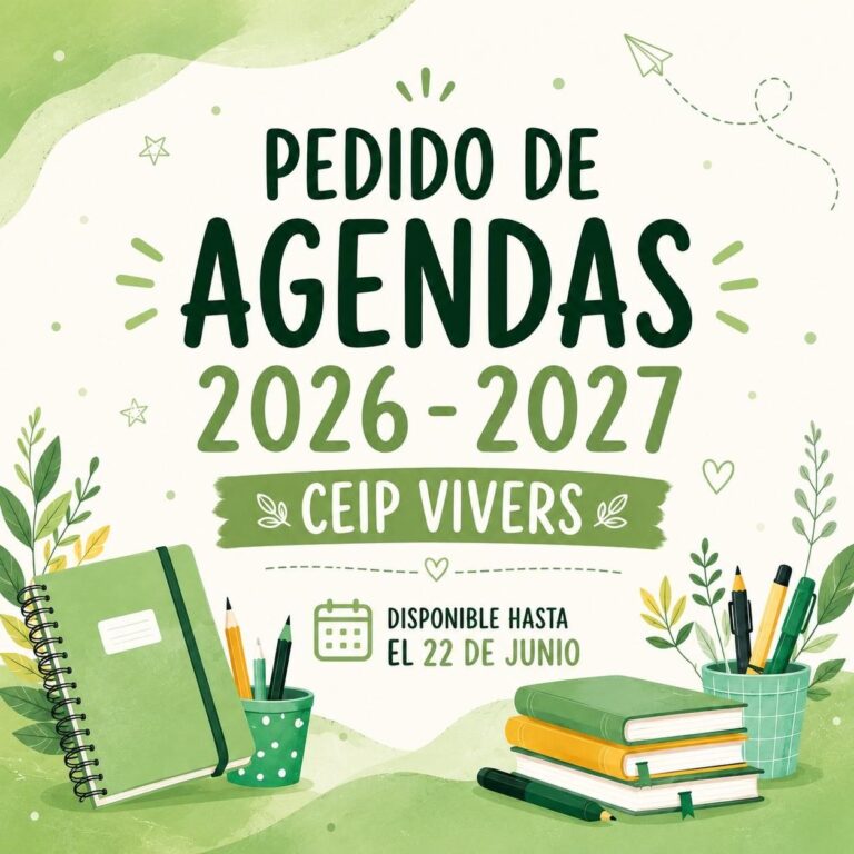 📚💚 ¡Ya está abierto el pedido de agendas escolares 2026-2027 del CEIP Vivers!